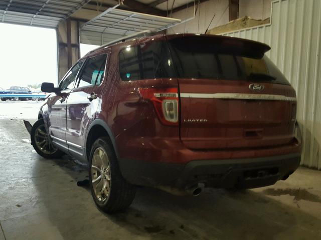 1FM5K8F86DGB99589 - 2013 FORD EXPLORER L RED photo 3