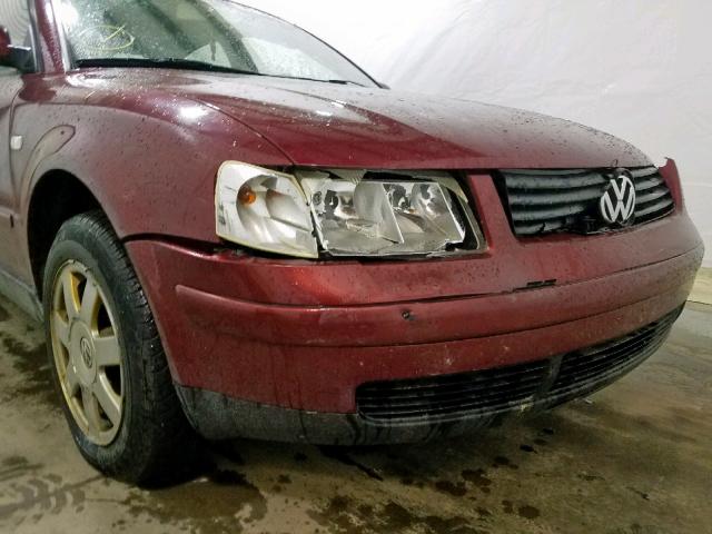 WVWAC63BX1P008904 - 2001 VOLKSWAGEN PASSAT GLS RED photo 9