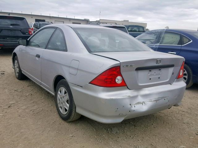 1HGEM22155L026936 - 2005 HONDA CIVIC DX V SILVER photo 3