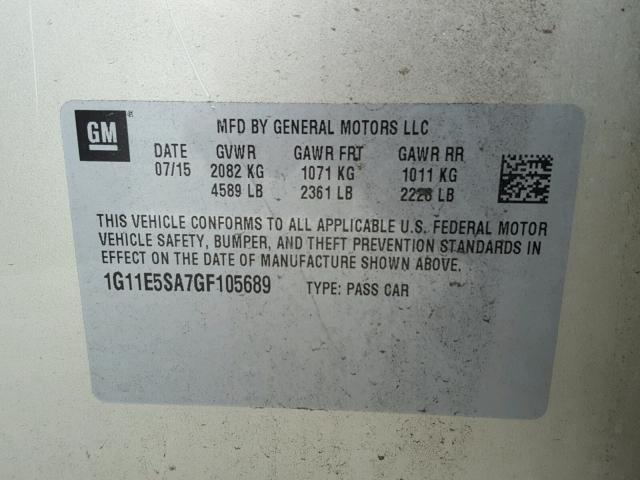 1G11E5SA7GF105689 - 2016 CHEVROLET MALIBU LTZ ოქროსფერი ფოტო 10