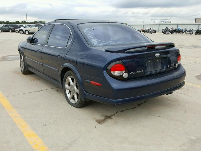 JN1CA31D01T621769 - 2001 NISSAN MAXIMA GXE BLUE photo 3