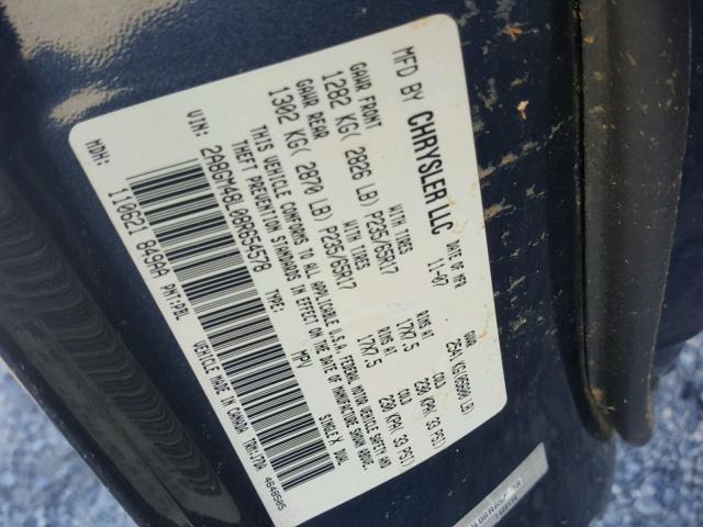 2A8GM48L08R654578 - 2008 CHRYSLER PACIFICA L BLUE photo 10