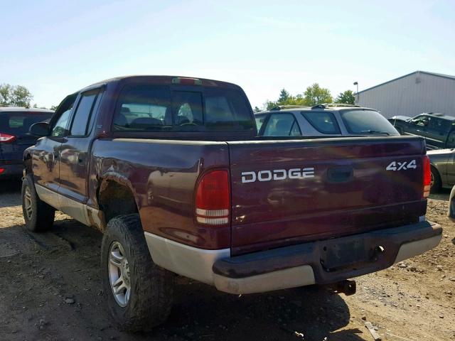 1B7GG2AN91S181038 - 2001 DODGE DAKOTA QUA MAROON photo 3