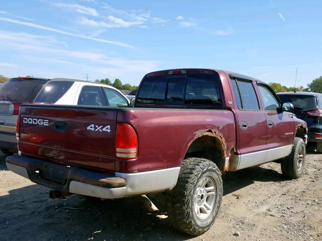 1B7GG2AN91S181038 - 2001 DODGE DAKOTA QUA MAROON photo 4