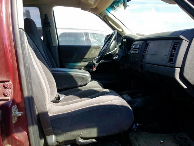 1B7GG2AN91S181038 - 2001 DODGE DAKOTA QUA MAROON photo 5