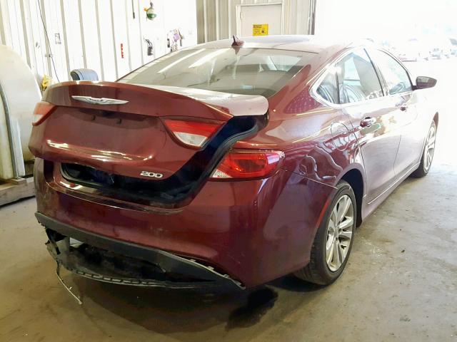 1C3CCCAB4GN192563 - 2016 CHRYSLER 200 LIMITE MAROON photo 4