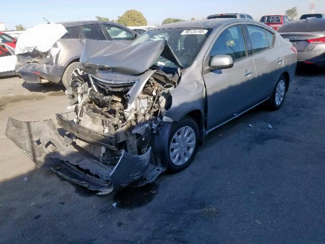 3N1CN7AP2EK449248 - 2014 NISSAN VERSA S GRAY photo 2