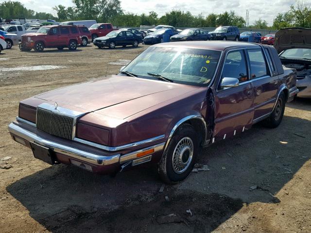 1C3XY66R9MD198726 - 1991 CHRYSLER NEW YORKER MAROON photo 2