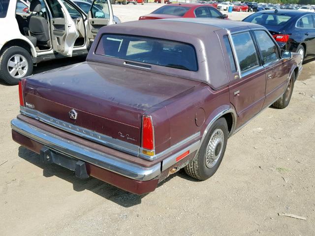 1C3XY66R9MD198726 - 1991 CHRYSLER NEW YORKER MAROON photo 4