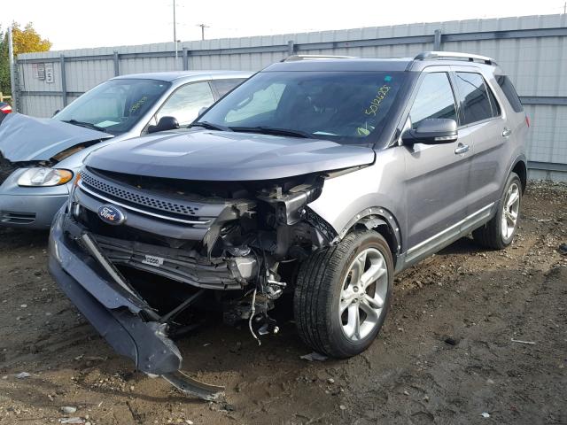 1FM5K8F85EGB95616 - 2014 FORD EXPLORER L GRAY photo 2