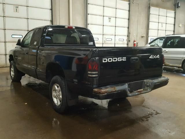 1B7GG22XX1S129580 - 2001 DODGE DAKOTA BLACK photo 3