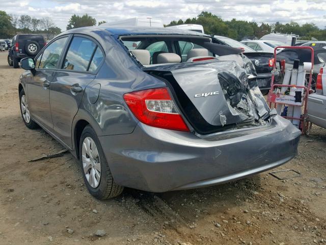 19XFB2F52CE003528 - 2012 HONDA CIVIC LX GRAY photo 3