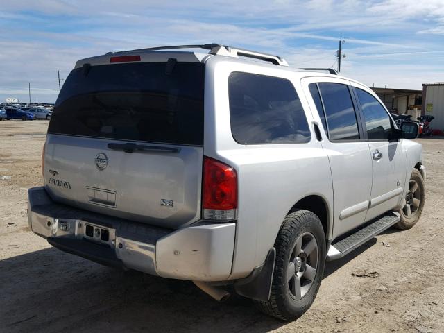 5N1AA08A55N704053 - 2005 NISSAN ARMADA SE SILVER photo 4