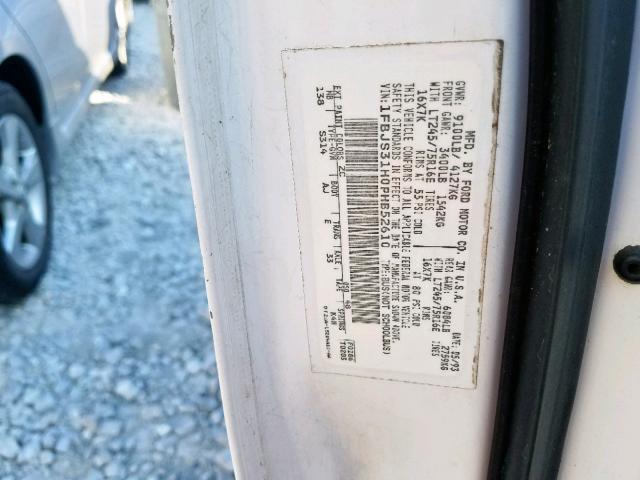 1FBJS31H0PHB52610 - 1993 FORD ECONOLINE WHITE photo 10