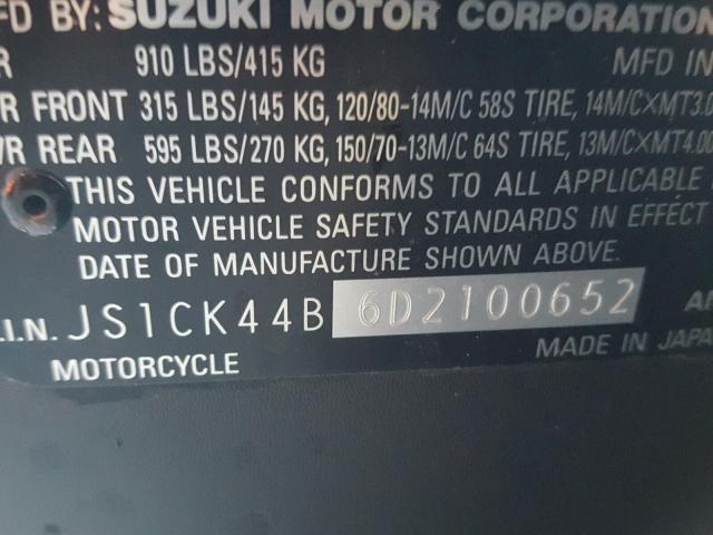 JS1CK44B6D2100652 - 2013 SUZUKI AN400 A GRAY photo 10