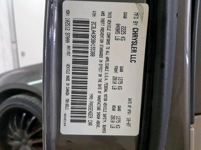 2C3LA43R38H155388 - 2008 CHRYSLER 300 LX GRAY photo 10