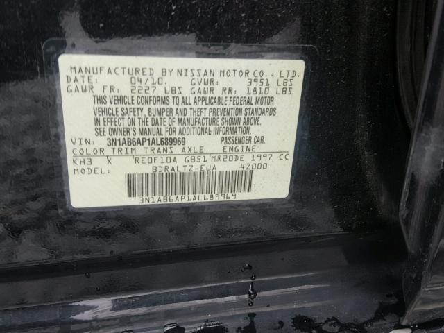 3N1AB6AP1AL689969 - 2010 NISSAN SENTRA 2.0 BLACK photo 10