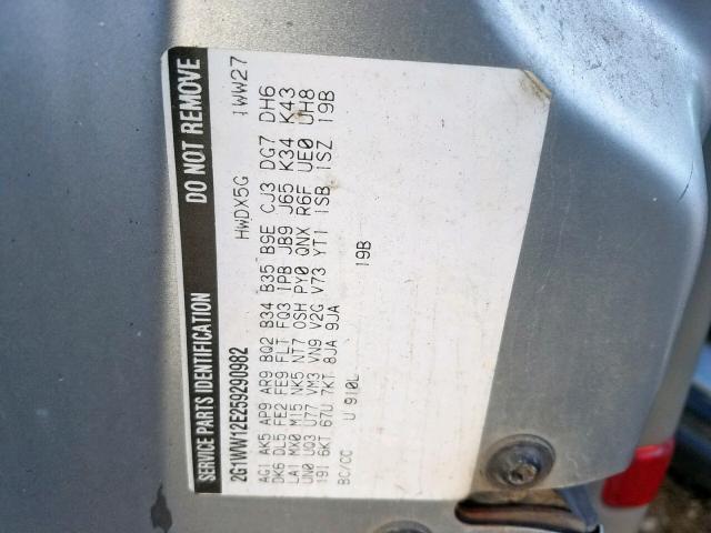 2G1WW12E549202392 - 2004 CHEVROLET MONTE CARL ვერცხლისფერი ფოტო 10