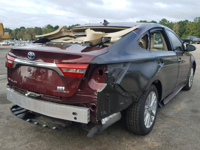 4T1BD1EB4JU063315 - 2018 TOYOTA AVALON HYB MAROON photo 4