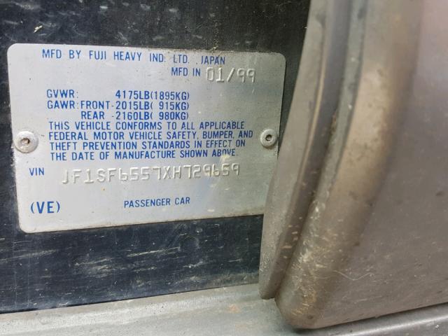 JF1SF6557XH729659 - 1999 SUBARU FORESTER S 黑色 照片 10