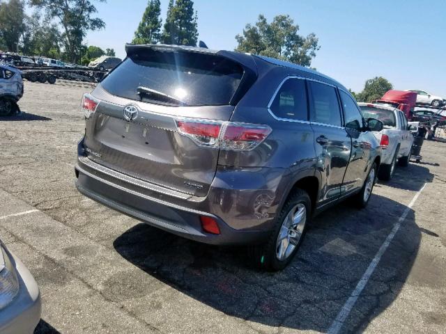 5TDYKRFH9GS136259 - 2016 TOYOTA HIGHLANDER GRAY photo 4