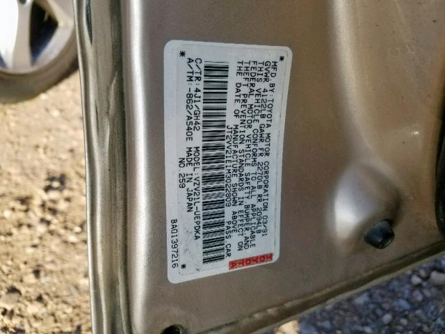 JT2VV21E1M3022809 - 1991 TOYOTA CAMRY DLX 米色 照片 10