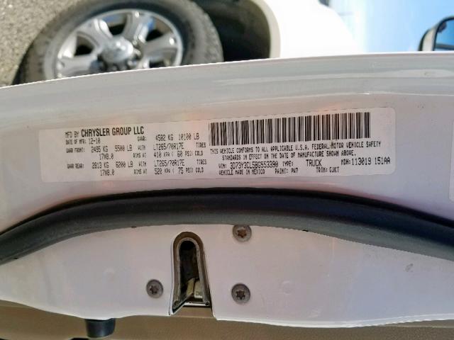 3D73Y3CL5BG553390 - 2011 DODGE RAM 3500 WHITE photo 10