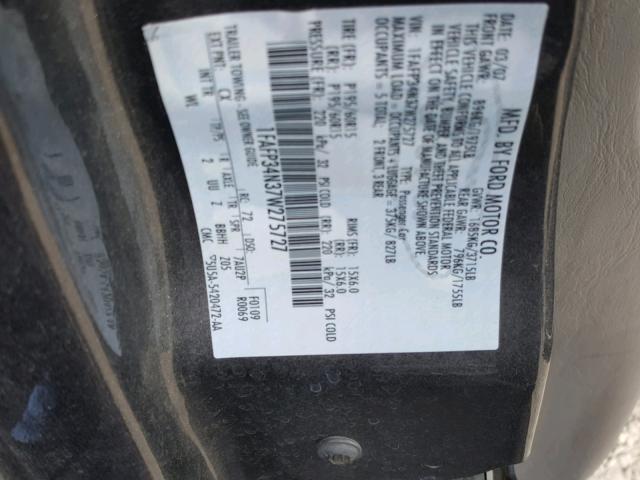 1FAFP34N37W275727 - 2007 FORD FOCUS ZX4 GRAY photo 10