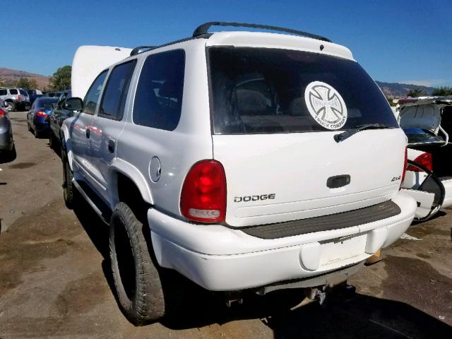 1B4HS28Z31F543169 - 2001 DODGE DURANGO WHITE photo 3