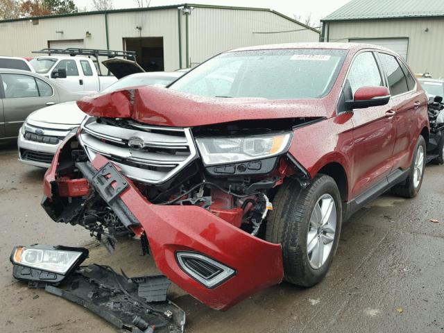 2FMTK4J82FBB64999 - 2015 FORD EDGE SEL RED photo 2