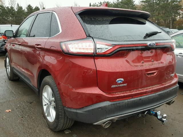 2FMTK4J82FBB64999 - 2015 FORD EDGE SEL RED photo 3