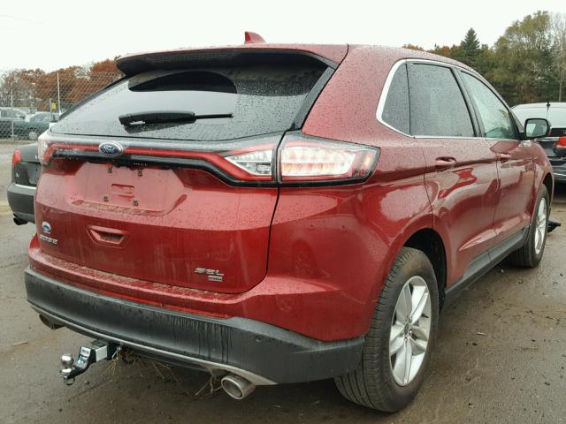 2FMTK4J82FBB64999 - 2015 FORD EDGE SEL RED photo 4