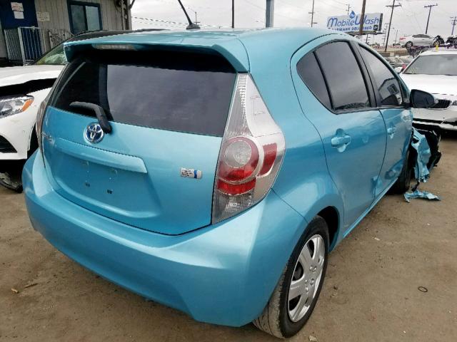 JTDKDTB35D1052407 - 2013 TOYOTA PRIUS C TURQUOISE photo 4