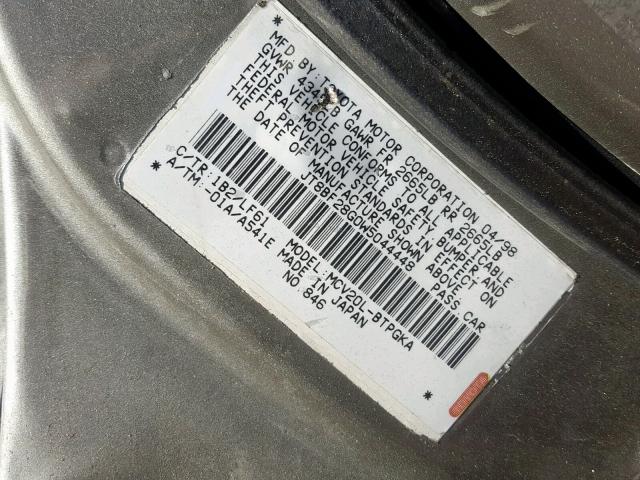 JT8BF28G0W5044448 - 1998 LEXUS ES 300 GRAY photo 10