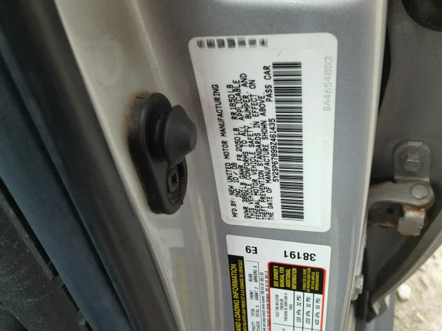 5Y2SP67899Z461435 - 2009 PONTIAC VIBE SILVER photo 10