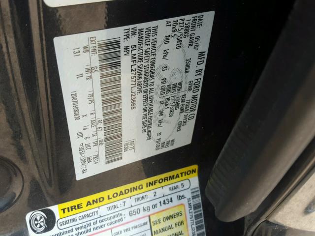 5LMFL27577LJ23665 - 2007 LINCOLN NAVIGATOR Сұр фото 10