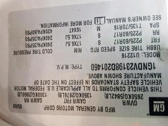 1GNDV23198D201460 - 2008 CHEVROLET UPLANDER L SILVER photo 10