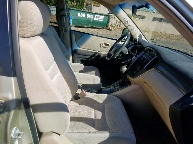 JTEHD21A920017274 - 2002 TOYOTA HIGHLANDER BEIGE photo 5