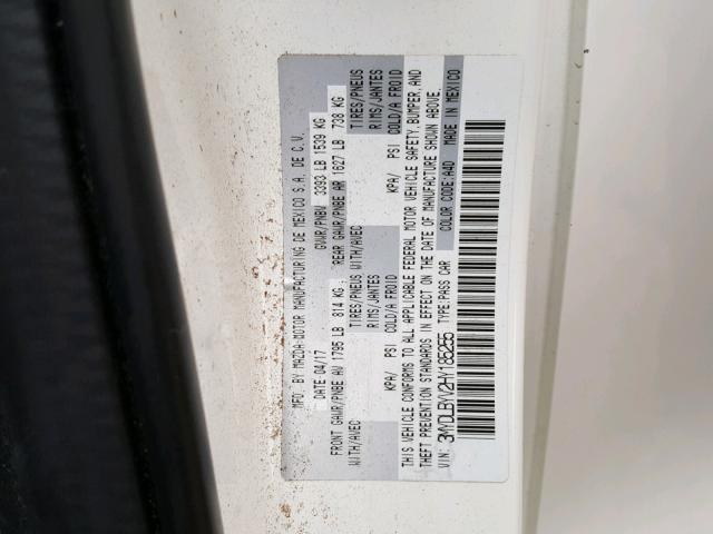 3MYDLBYV2HY185255 - 2017 TOYOTA YARIS IA WHITE photo 10