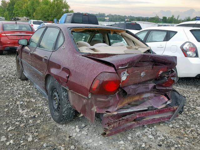 2G1WF52E139260182 - 2003 CHEVROLET IMPALA MAROON photo 3