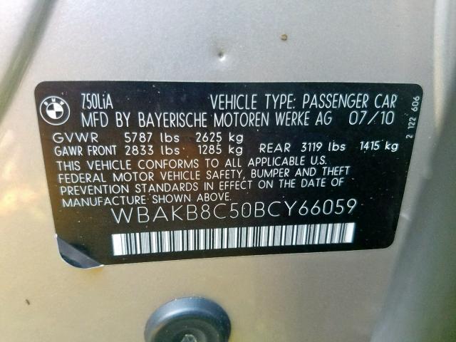 WBAKB8C50BCY66059 - 2011 BMW ALPINA B7 GOLD photo 10