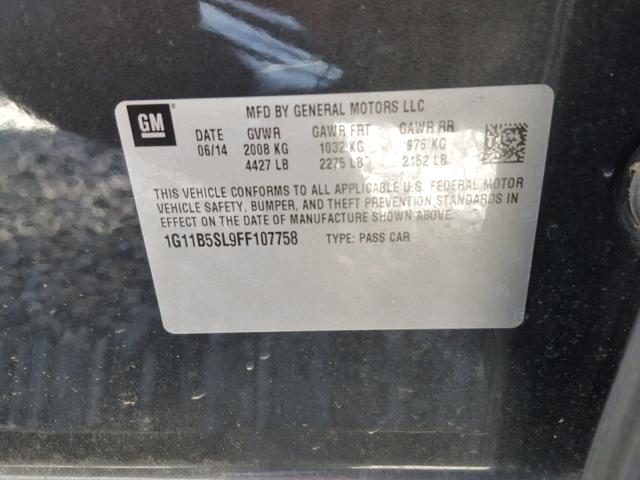 1G11B5SL9FF107758 - 2015 CHEVROLET MALIBU LS GRAY photo 10