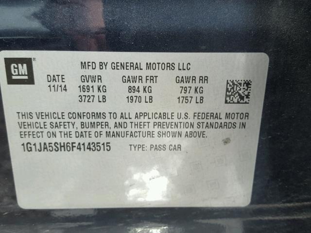 1G1JA5SH6F4143515 - 2015 CHEVROLET SONIC LS BLUE photo 10