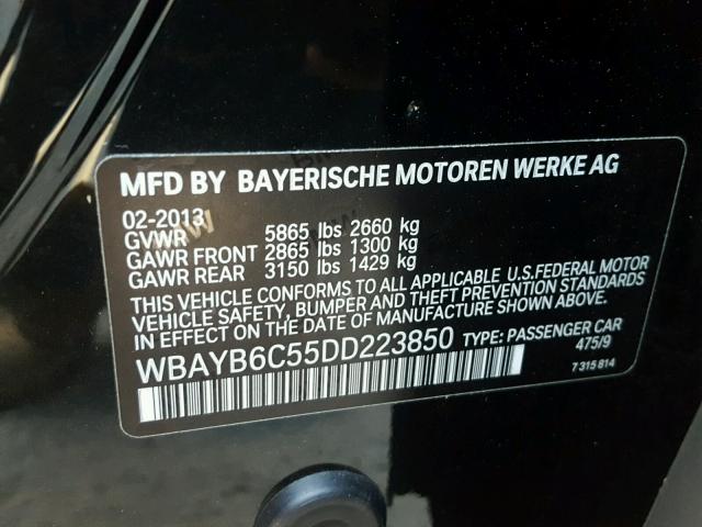 WBAYB6C55DD223850 - 2013 BMW 750I XDRIV BLACK photo 10