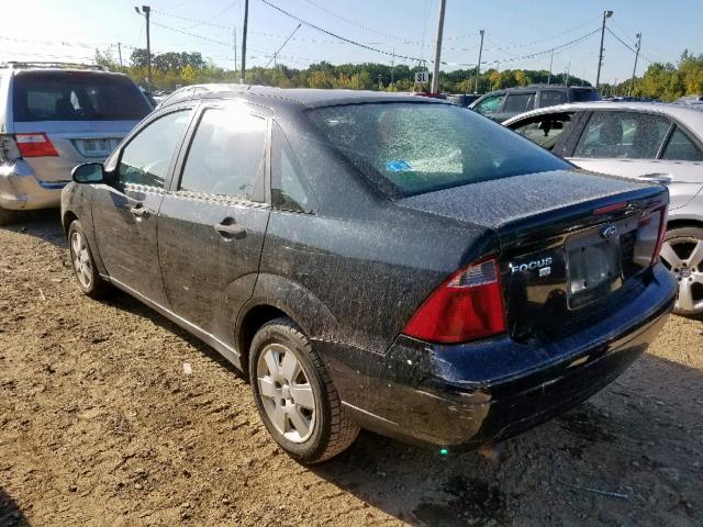 1FAHP34N67W167711 - 2007 FORD FOCUS ZX4 BLACK photo 3