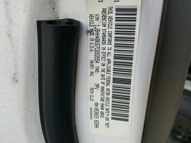 1J8HH48K67C693554 - 2007 JEEP COMMANDER WHITE photo 10