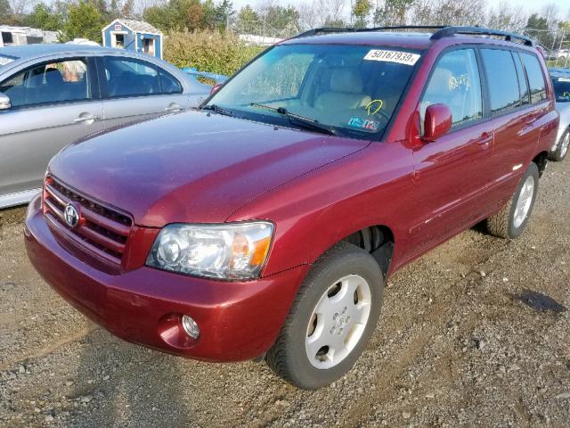 JTEEP21A770212355 - 2007 TOYOTA HIGHLANDER RED photo 2