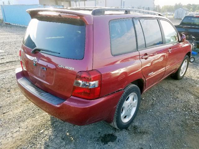 JTEEP21A770212355 - 2007 TOYOTA HIGHLANDER RED photo 4