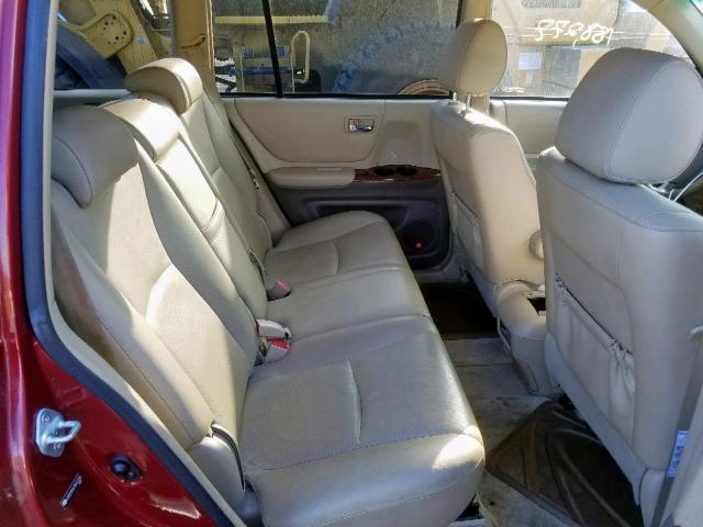 JTEEP21A770212355 - 2007 TOYOTA HIGHLANDER RED photo 6