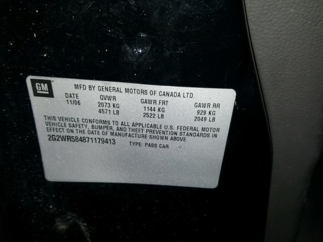 2G2WR584871179413 - 2007 PONTIAC GRAND PRIX BLACK photo 10